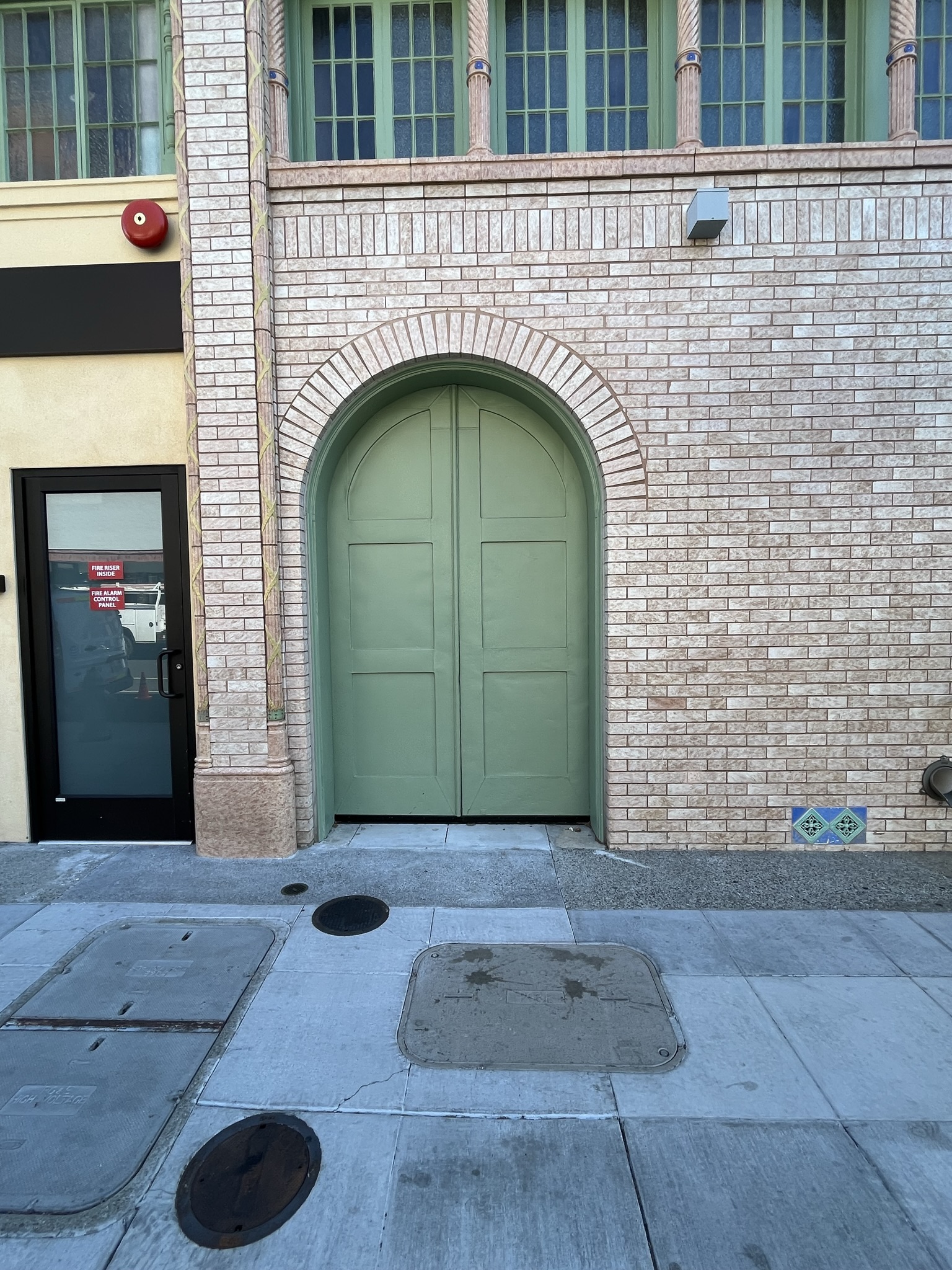 Repaired masonry of west facade 